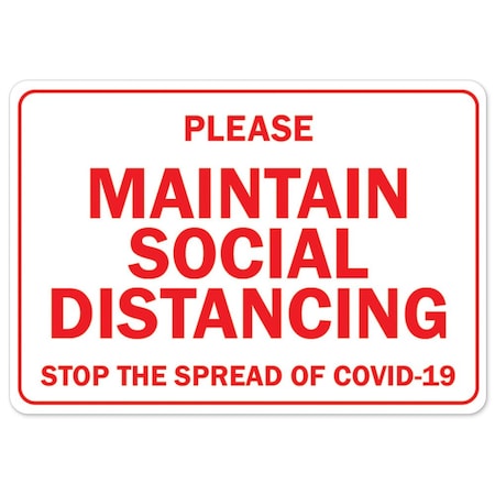 Public Safety Sign, Please Maintain Social Distancing, 14in X 10in Decal